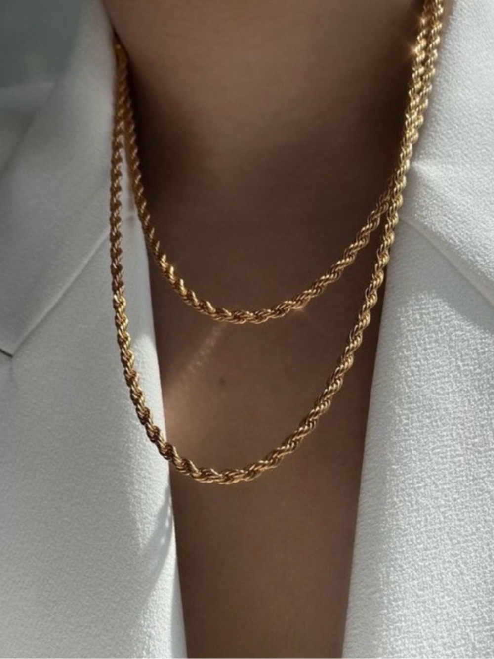 Vintage Gold Rope Chain Necklace - Elegant Women's Jewelry